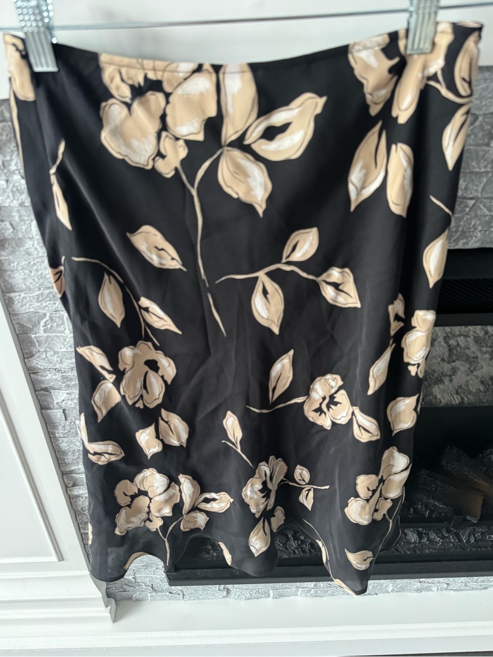 INC International Concepts skirt Women Black Tan Floral A-Line Skirt fall winter